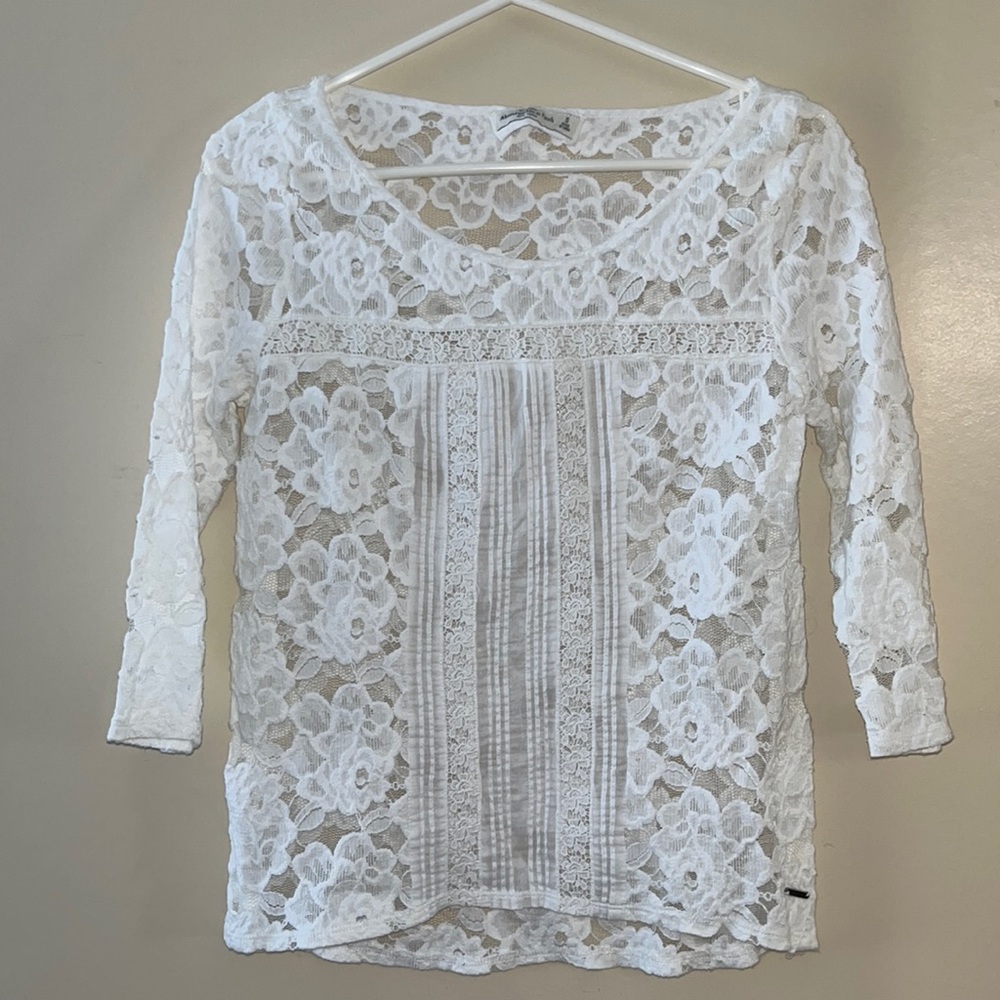 Abercrombie & Fitch sheer lace cotton shirt
